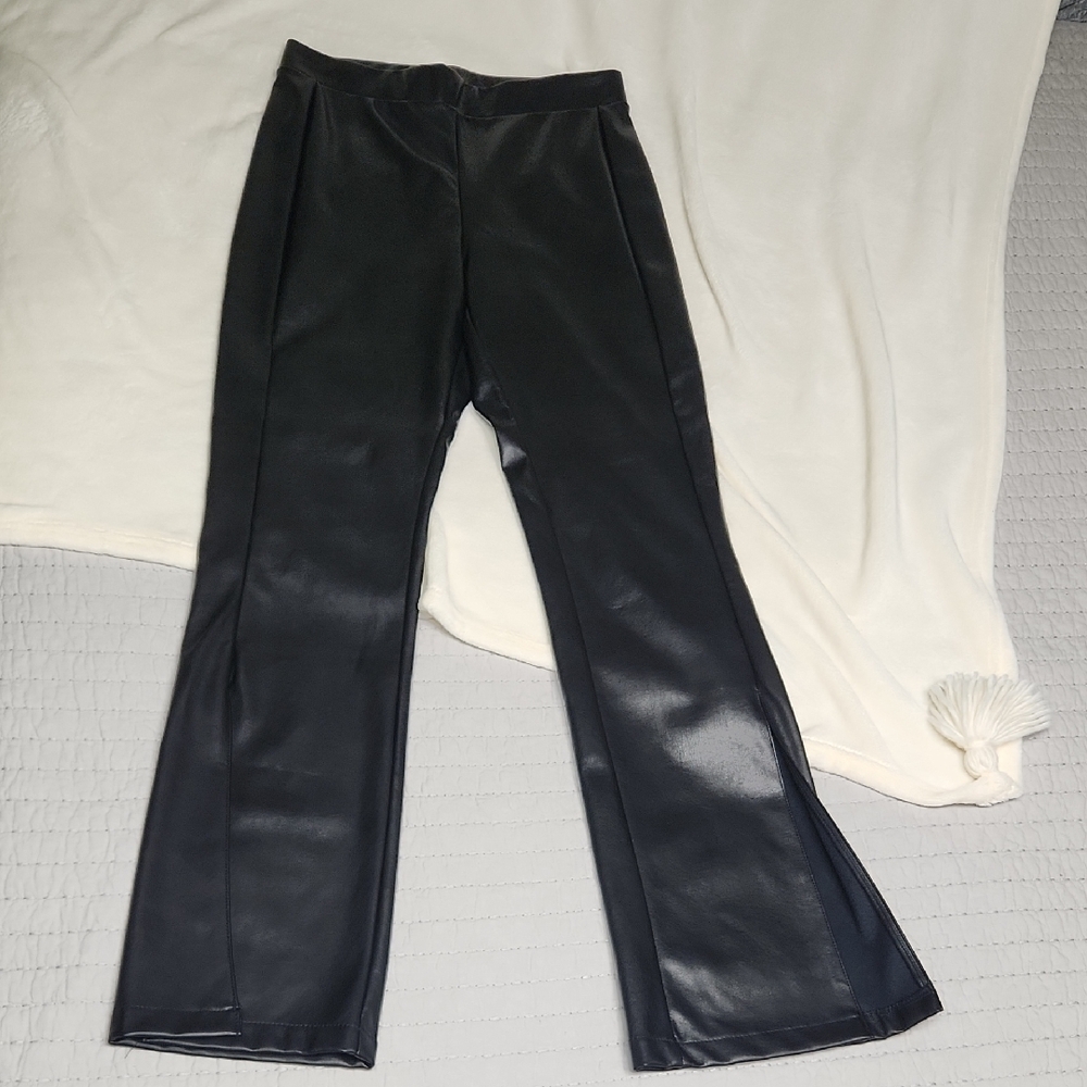 Cavalini Split Hem Flare Pleather Pants